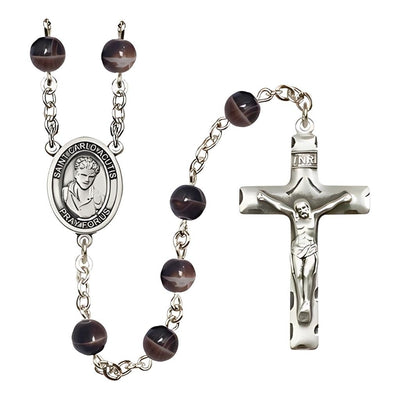 St. Carlo Acutis 7mm Brown Bead Silver-Plated Rosary, Bliss Manufacturing