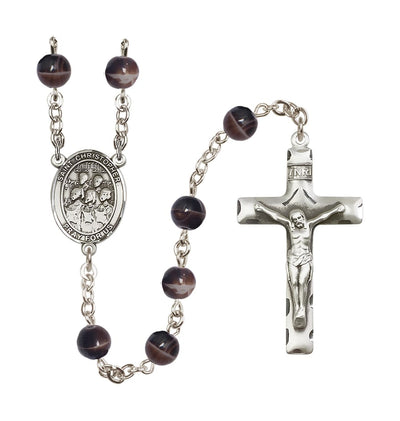 St Christopher Choir 7mm Brown Bead Rosary, Bliss Manufacturing