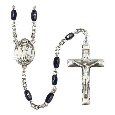 St. Francis of Assisi 6mm 8x5mm Bead Silver-plated Rosary with Pewter Centerpiece and Crucifix, USA Made, Bliss Manufacturing
