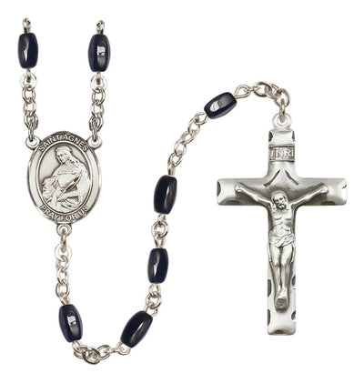 St Agnes of Rome 8x5mm Black Bead Silver-Plated Rosary, Bliss Manufacturing