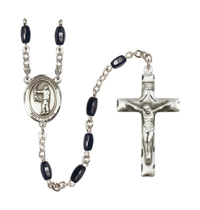 St Sebastian Archery 8x5mm Black Bead Rosary, Bliss Manufacturing