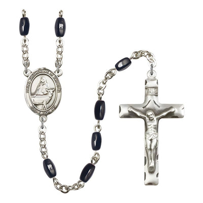 St. Catherine of Sweden 8x5mm Black Onyx Bead Catholic Rosary with Pewter Centerpiece and Crucifix, Bliss Manufacturing