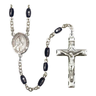Saint Anthony Mary Claret 8x5mm Black Onyx Bead Rosary with Pewter Centerpiece and Crucifix in Gift Box, Made in USA by Bliss Manufacturing