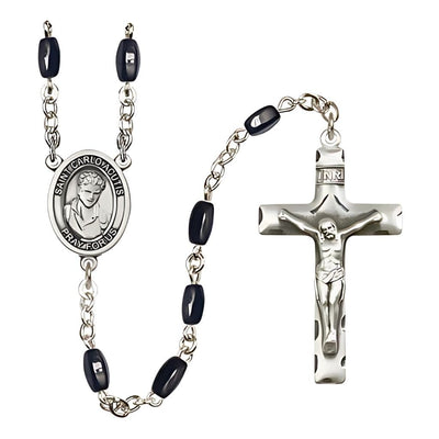 St. Carlo Acutis 8x5mm Black Bead Silver-Plated Rosary, Bliss Manufacturing