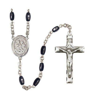 St Sebastian Choir 8x5mm Black Bead Rosary, Bliss Manufacturing