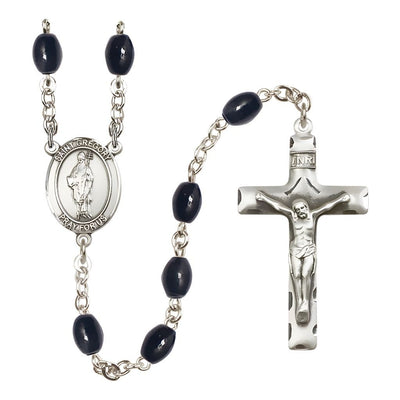 St. Gregory the Great 8x6mm Black Onyx Catholic Rosary with Pewter Centerpiece and Crucifix, Bliss Manufacturing