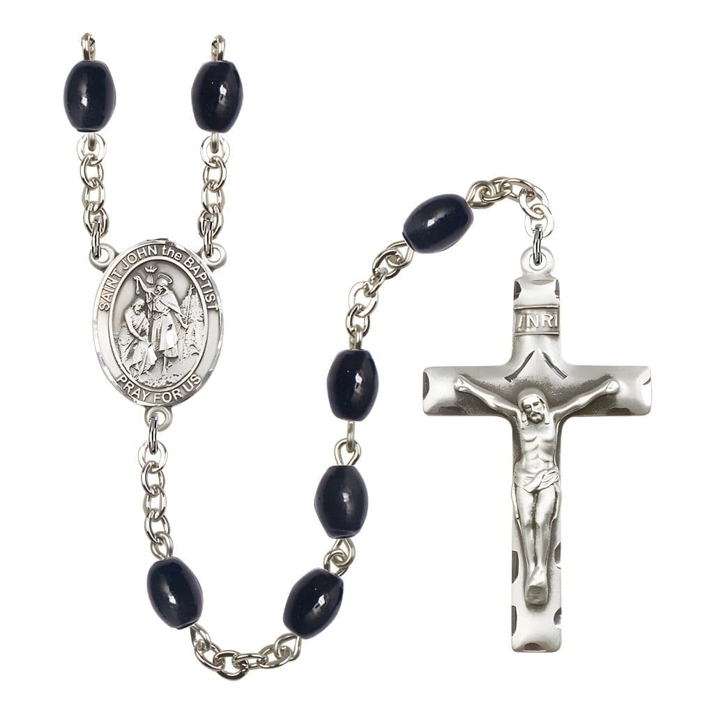 Bliss St. John the Baptist 8x6mm Black Onyx Silver-plated Rosary