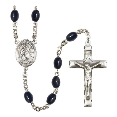 St. John the Baptist 8x6mm Black Onyx Silver-plated Rosary, Bliss Manufacturing
