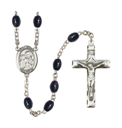 St Joseph 8x6mm Black Onyx Silver-plated Rosary, Bliss Manufacturing