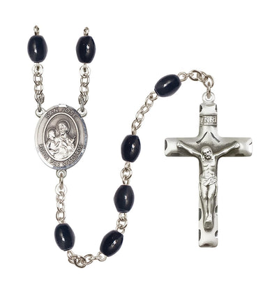 Spanish San Jose 8x6mm Black Onyx Bead Silver-plated Rosary, Bliss Manufacturing