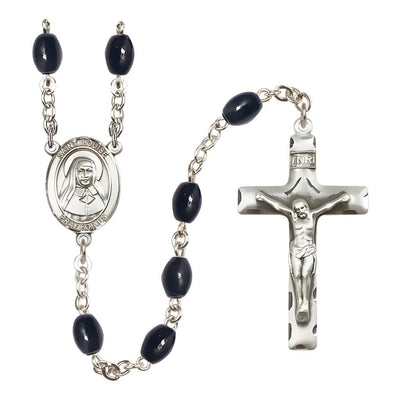 St. Louise de Marillac 8x6mm Black Onyx Catholic Rosary with Pewter Centerpiece and Crucifix, Bliss Manufacturing