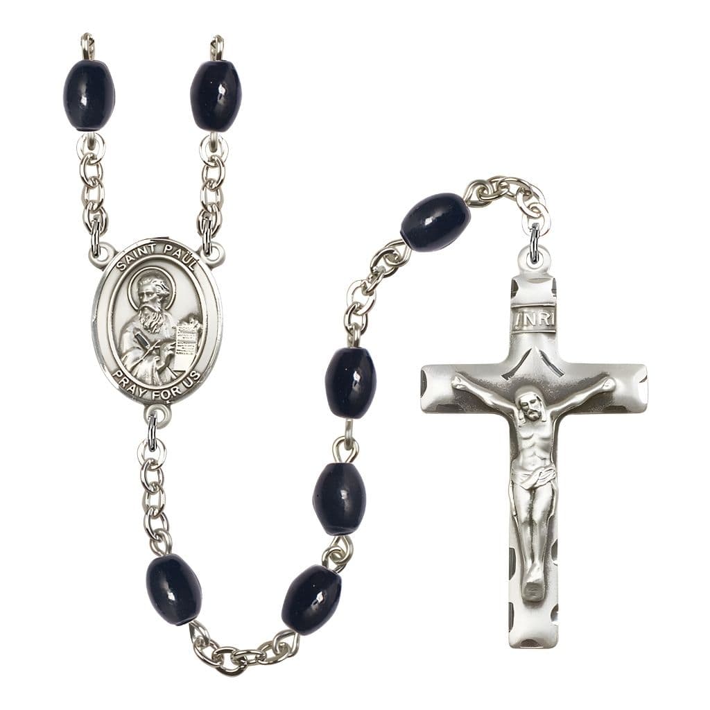 Bliss St. Paul the Apostle 8x6mm Black Onyx Silver-plated Rosary