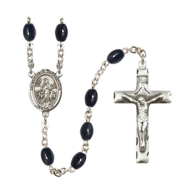Lord Is My Shepherd 8x6mm Black Onyx Catholic Rosary with Pewter Centerpiece and Crucifix, Bliss Manufacturing