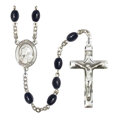 Saint Bruno 8x6mm Black Onyx Bead Rosary with Pewter Centerpiece and Crucifix in Gift Box, Made in USA by Bliss Manufacturing