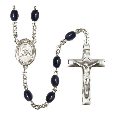 St. Josemaria Escriva 8x6mm Black Onyx Silver-plated Rosary, Bliss Manufacturing