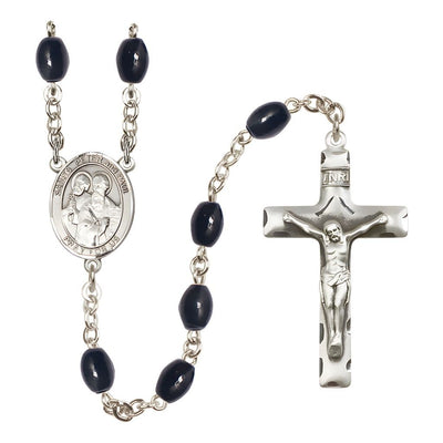 St. Jerome 8x6mm Black Onyx Silver-plated Rosary, Bliss Manufacturing