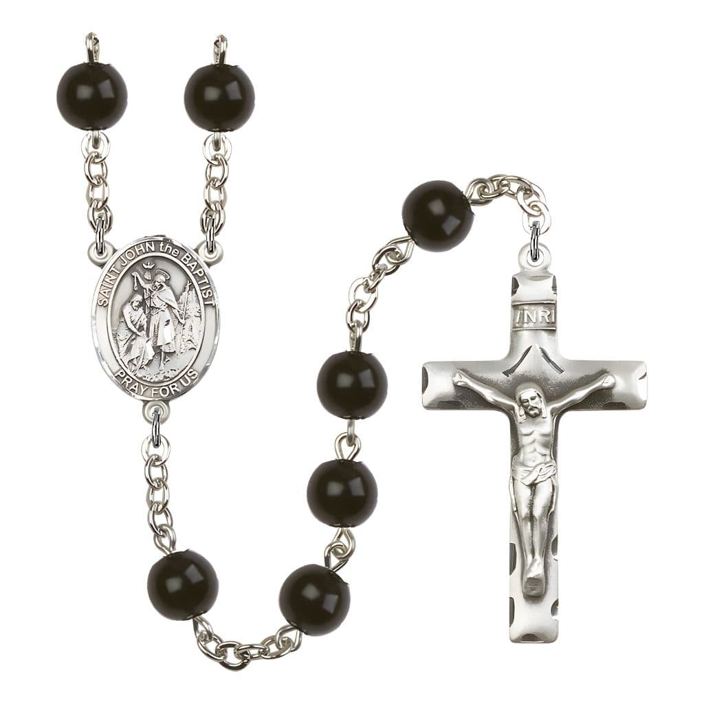 St. John the Baptist 7mm Black Onyx Bead Rosary | Bliss USA