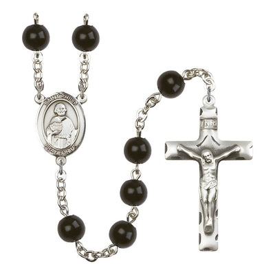 St. Philip the Apostle 8x5mm Black Onyx Bead Rosary with Pewter Centerpiece and Crucifix, Gift Box, Bliss Manufacturing