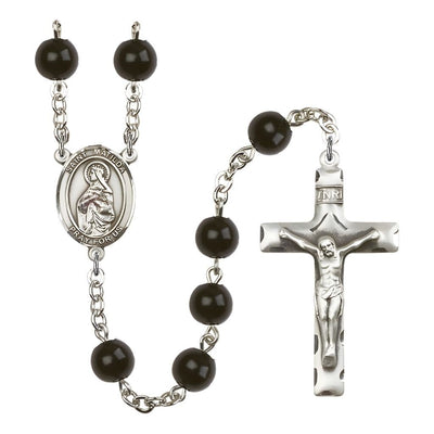 St. Matilda 7mm Black Onyx Bead Catholic Rosary with Pewter Centerpiece and Crucifix, Bliss Manufacturing