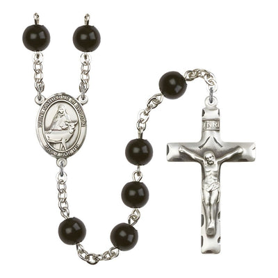 St. Catherine of Sweden 7mm Black Onyx Bead Catholic Rosary with Pewter Centerpiece and Crucifix, Bliss Manufacturing