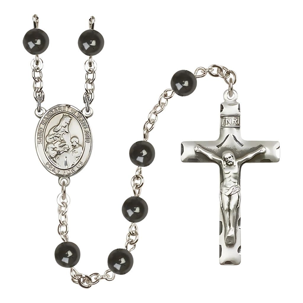 Bliss St. Margaret of Scotland 7mm Black Onyx Bead Rosary,