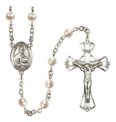 St Albert the Great 6mm Faux Pearl Silver-plated Rosary, Bliss Manufacturing