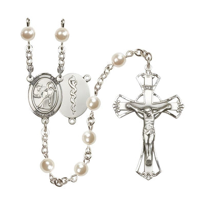 St. Luke the Doctor 6mm Faux Pearl Catholic Rosary, USA, Bliss Manufacturing