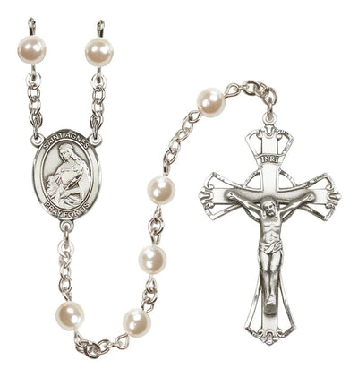 St Agnes of Rome 6mm Faux Pearl Silver-plated Rosary, Bliss Manufacturing
