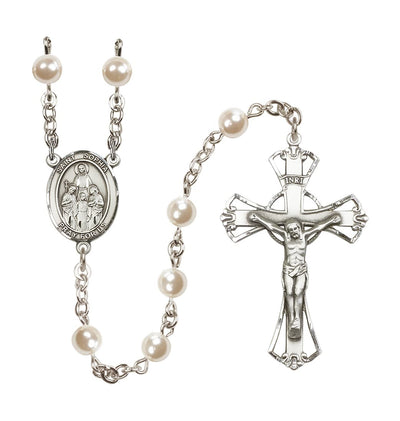 Silver Plated 6mm Cream, Imitation Pearl Saint Sophia Rosary, Bliss Manufacturing