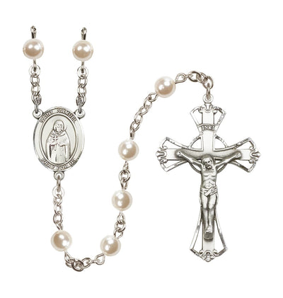 Silver Plated 6mm Cream, Imitation Pearl Saint Samuel Rosary, Bliss Manufacturing