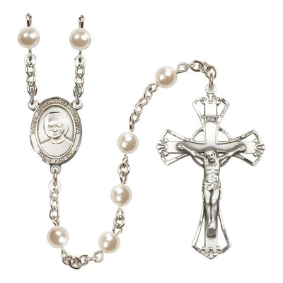 St. Josemaria Escriva 6mm Faux Pearl Catholic Rosary, USA, Bliss Manufacturing