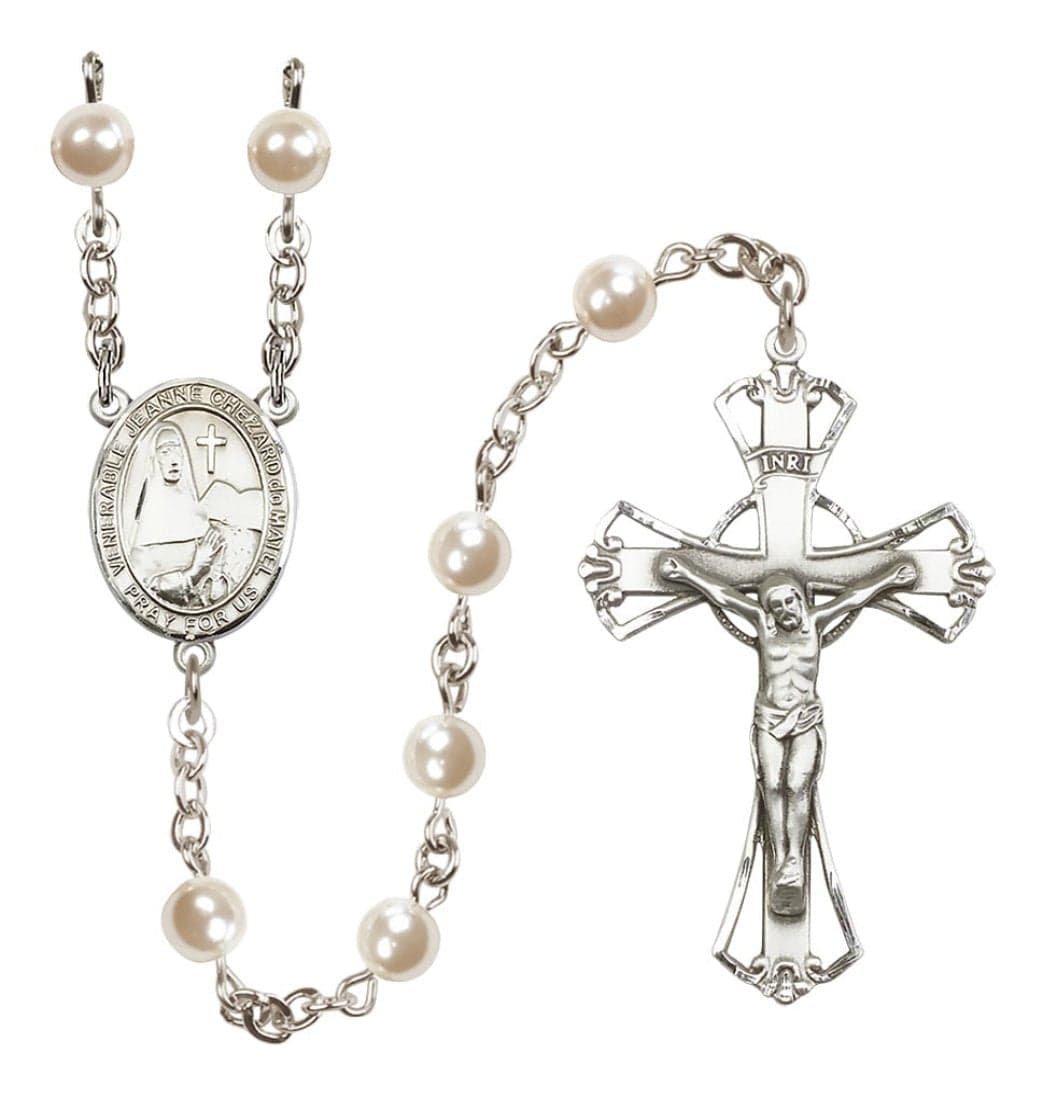 Venerable Jeanne Chezard de Matel, Silver Plated 6mm Cream, Imitation Pearl,