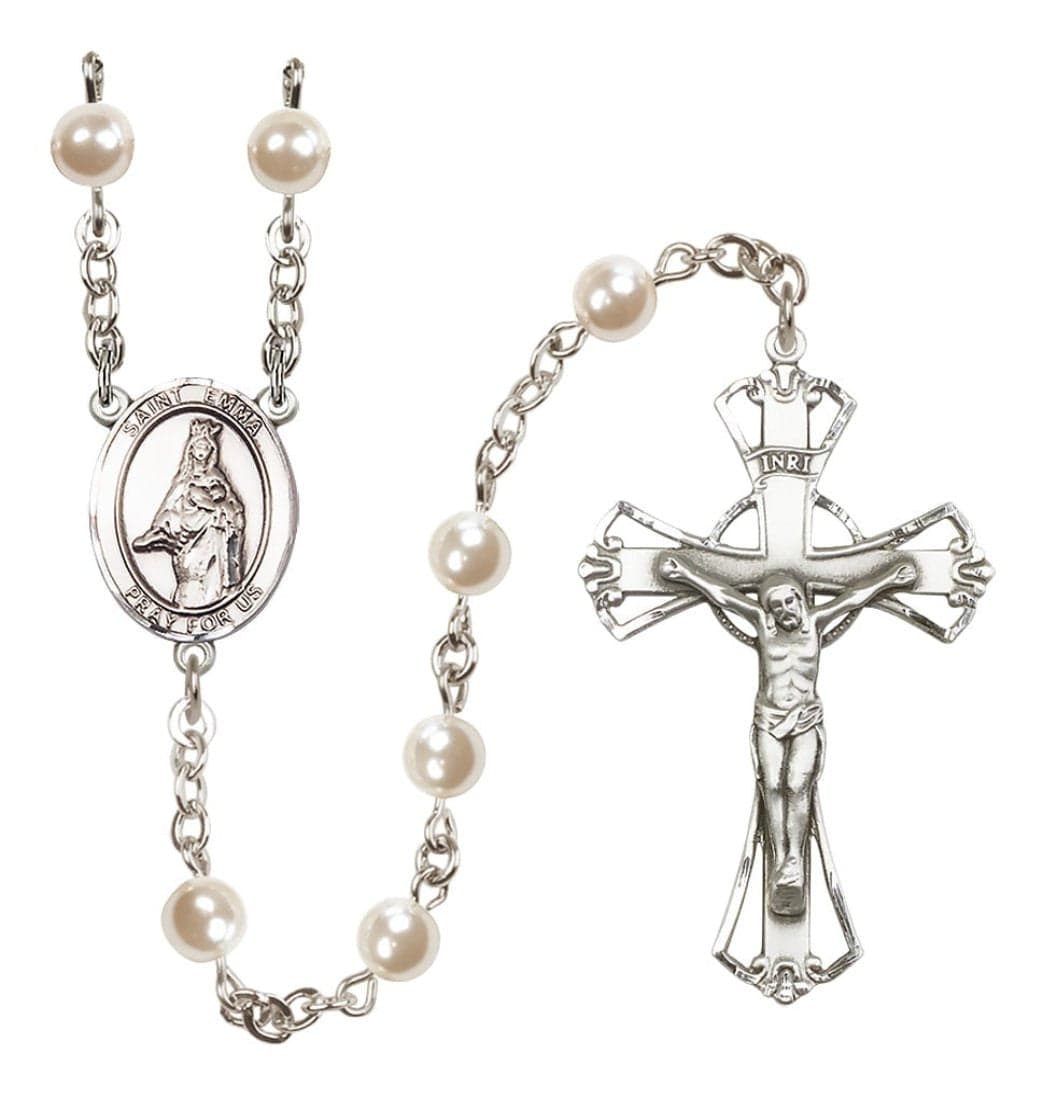 Bliss St Emma Uffing 6mm Faux Pearl Silver-plated Rosary,