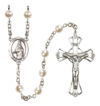 St Emma Uffing 6mm Faux Pearl Silver-plated Rosary, Bliss Manufacturing