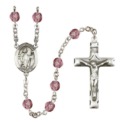 St. Richard 6mm Fire Polished Birthstone Rosary in Amethyst, Bliss Manufacturing
