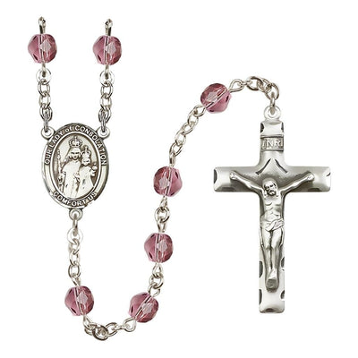 Our Lady of Consolation 6mm Fire Polished Birthstone Rosary in Amethyst, Bliss Manufacturing