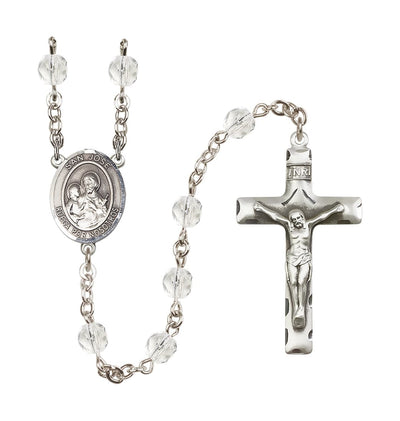 San Jose April Birthstone Fire Polished Rosary w/ Traditional Crucifix in Crystal, Bliss Manufacturing