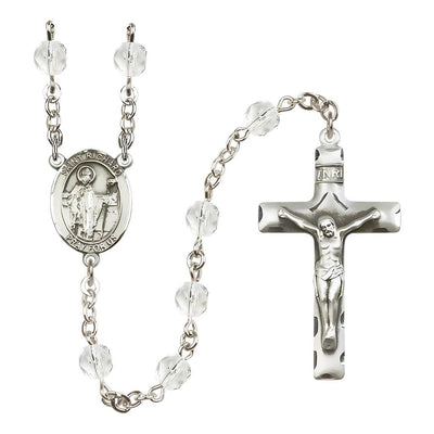 St. Richard 6mm Fire Polished Birthstone Rosary in Clear in Crystal, Bliss Manufacturing