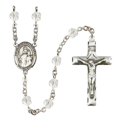 Our Lady of Consolation 6mm Fire Polished Birthstone Rosary in Clear in Crystal, Bliss Manufacturing