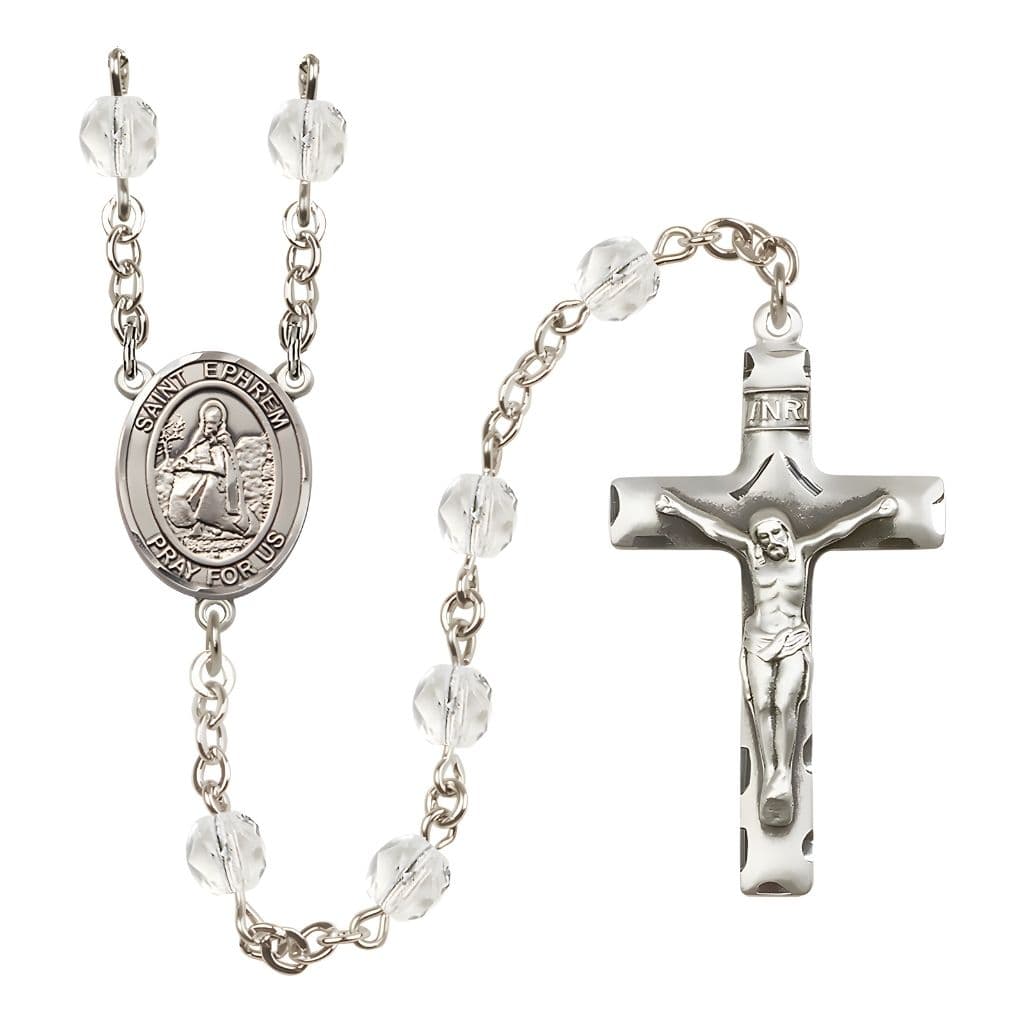 St. Ephrem Birthstone Engravable Rosary view 4 in Crystal, Bliss Manufacturing