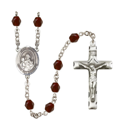 San Jose January Birthstone Fire Polished Rosary w/ Traditional Crucifix in Garnet, Bliss Manufacturing