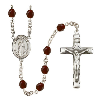 St. Barnabas Birthstone Engravable Rosary view 5 in Garnet, Bliss Manufacturing