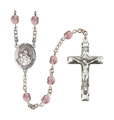 San Jose June Birthstone Fire Polished Rosary w/ Traditional Crucifix in Light Amethyst, Bliss Manufacturing
