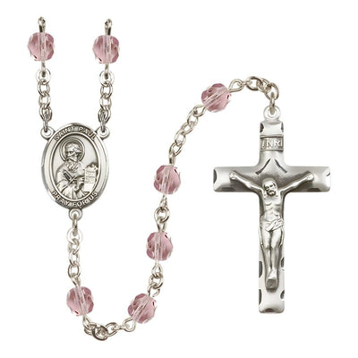 St. Paul the Apostle Birthstone Engravable Rosary view 6 in Light Amethyst, Bliss Manufacturing