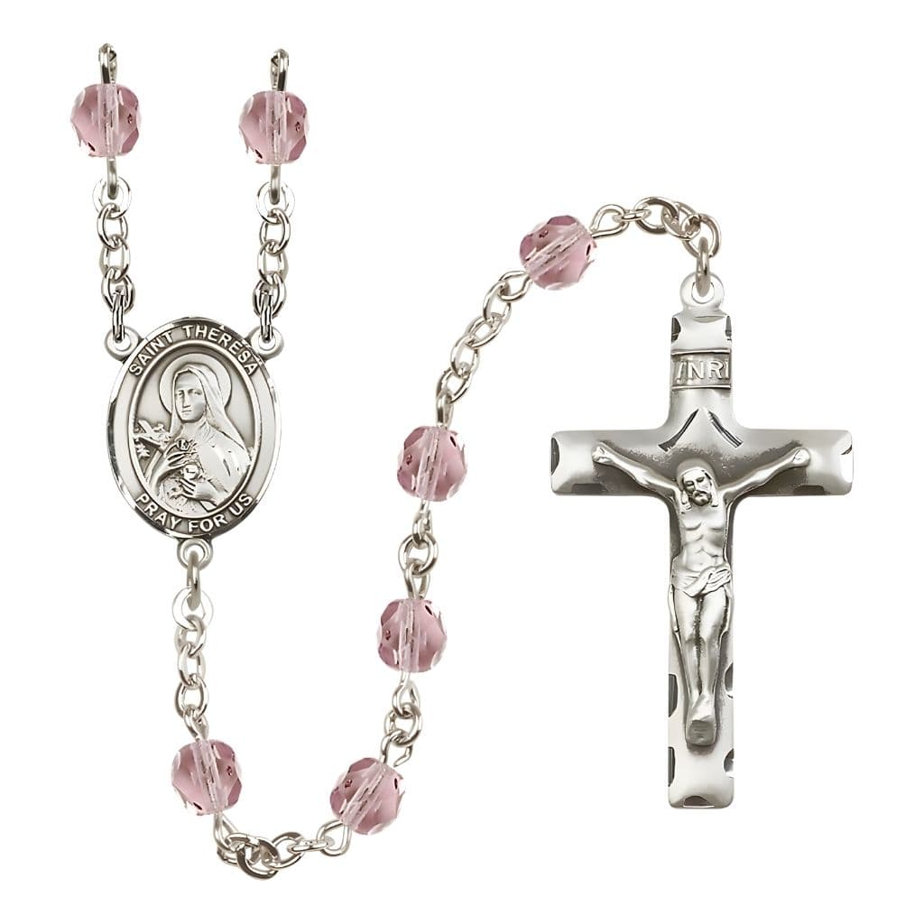Bliss St. Theresa Birthstone Rosary with 6mm Light Amethyst Fire Polished Beads
