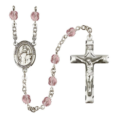 Our Lady of Consolation 6mm Fire Polished Birthstone Rosary in Light Amethyst, Bliss Manufacturing