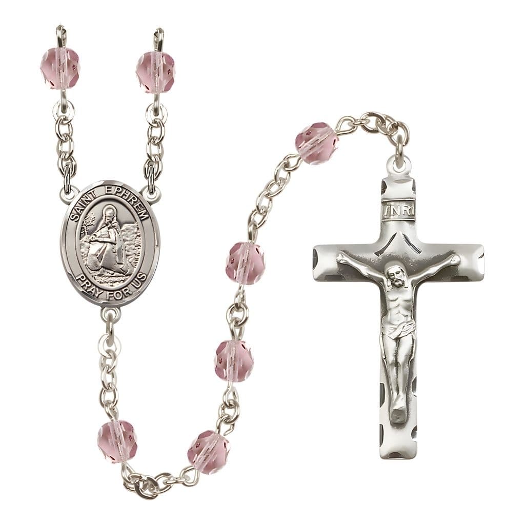 St. Ephrem Birthstone Engravable Rosary view 6 in Light Amethyst, Bliss Manufacturing