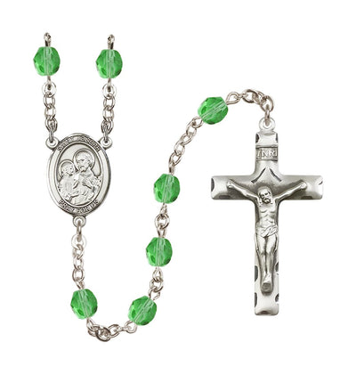 St Joseph Birthstone August Peridot Fire Polished Rosary w/ Traditional Crucifix, Bliss Manufacturing