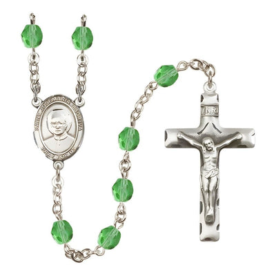 St. Josemaria Escriva Birthstone Engravable Rosary view 7 in Peridot, Bliss Manufacturing