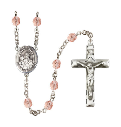 San Jose October Birthstone Fire Polished Rosary w/ Traditional Crucifix in Pink, Bliss Manufacturing